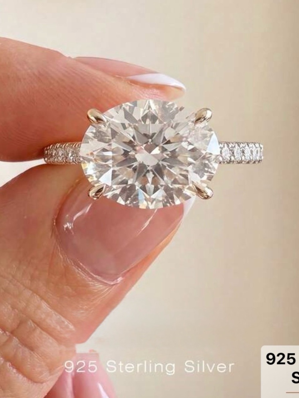 NWT-1.5ct East to West Cathedral Oval Set Pave Engagement Ring.